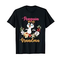 Penguin Grandma Floral Penguin Bow Tie Lover Mother's Day T-Shirt