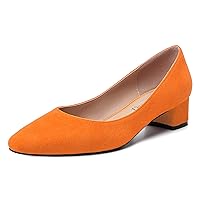 MERRORI Womens Square Toe Suede Casual Slip On Office Chunky Low Heel Pumps Shoes 1.5 Inch