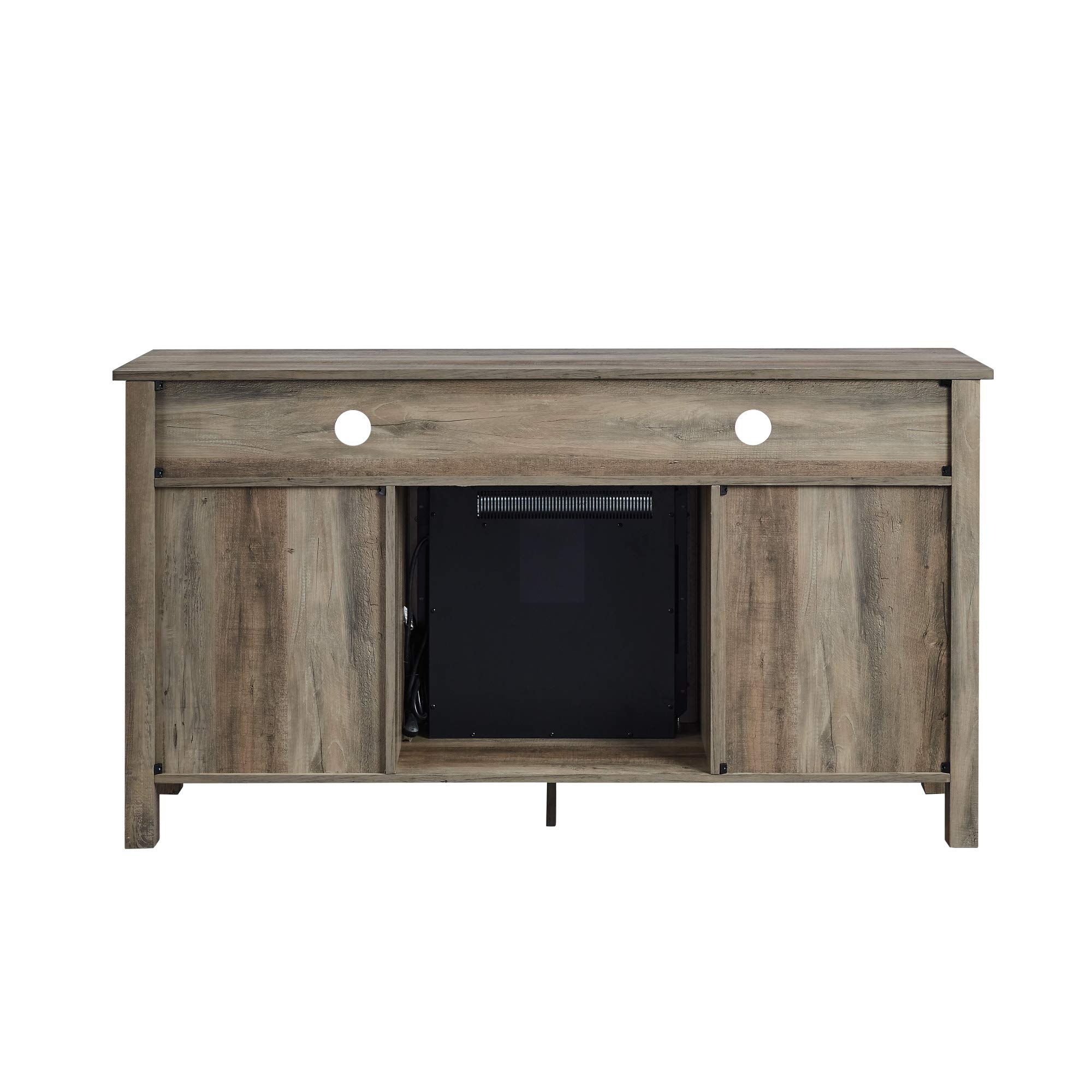 Walker Edison Glenwood Rustic Farmhouse Glass Door Highboy Fireplace TV Stand for TVs up to 65 Inches, 58 Inch, Grey Wash