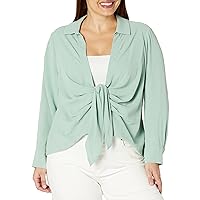 Calvin Klein Women's Trendy Collared Tie Front Long Sleeve Blouse