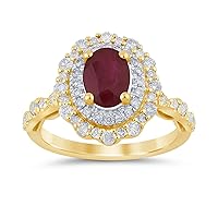 10K YELLOW GOLD 2.25 CARAT DIAMOND & RUBY RING