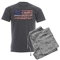 CafePress Grunge American Flag Men's Charcoal Pajamas Men's Novelty Pajamas