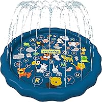 SplashEZ 3-in-1 Splash Pad, Sprinkler for Kids and Baby Pool for Learning – Toddler Sprinkler Pool, 60’’ Outside Water Toys – “from A to Z” Outdoor Play Mat for Babies & Toddlers