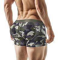 Mens Padded Underwear, Breathable Mesh Boxer Brief Body Shapewear Butt Lift Enhancer with Hip Removable Pad