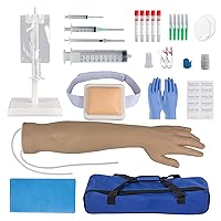 Medarchitect IV Injection & Phlebotomy Arm Practice kit with Intravenous Infusion, Blood Draw, Venipuncture Techniques Training Model（Black Arm）