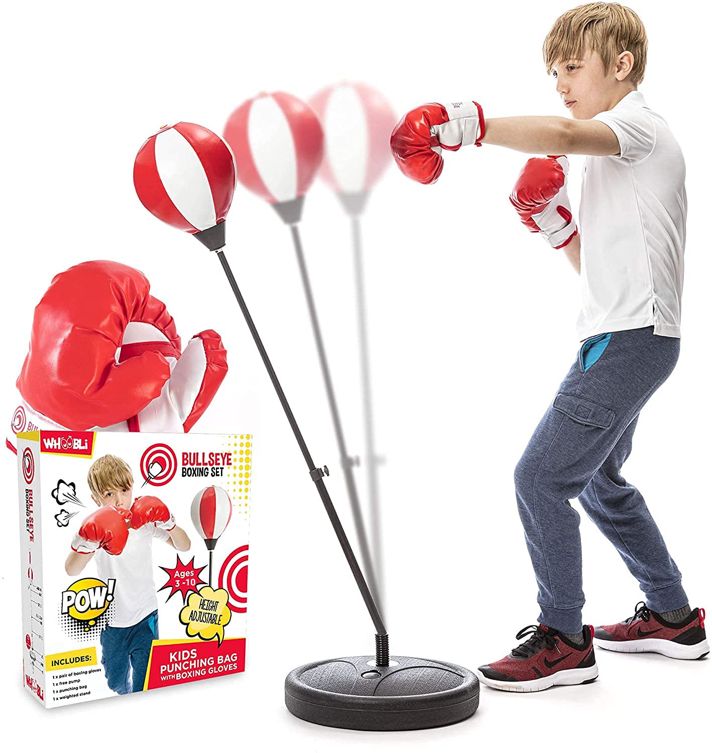 Whoobli Punching Bag for Kids Incl Boxing Gloves | 3-10 Years Old Adjustable Kids Punching Bag with Stand | Boxing Bag Set Toy for Boys & Girls – whoobli >>> top1shop >>> fado.vn
