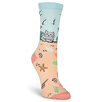 K. Bell Socks Women's Fun Cat Lovers Crew Socks-1 Pairs-Cool & Cute Wordplay Novelty Gifts