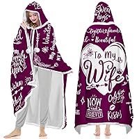 Mothers Day Gifts for Wife Blanket Hoodie from Husband, To My Wife Wearable Blanket Hoodie, Mothers Day Gifts Hooded Blanket for Wife, Birthday - Anniversary Wife Gifts from Husband