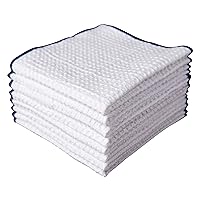 Kitchen Towels Dishcloths 1005 Cotton, White Waffle Weave Bleach Friendly, Set of 8, 12 in x 12 in, Absorbent Cleaning Paperless Dish Cloths, Blue Border