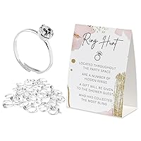 Bridal Shower Game with Rings Fun Ring Hunt Game 30 Metal Rings and Game Stand Sign, Bridal Shower Game Wedding Winner Gift Prize Party-JZXB-008