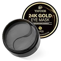 24K Black Under Eye Patches-Removing Dark Circles,Puffiness & Wrinkles,Anti Aging Moisturizer-Natural Ingredients,60 Pcs Hydrolyzed Collagen Eye Mask Skin Care Products (03)