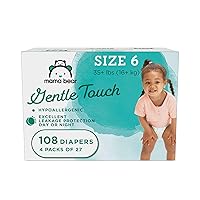 Amazon Brand - Mama Bear Gentle Touch Diapers, Hypoallergenic, Size 6, 108 Count (4 packs of 27)