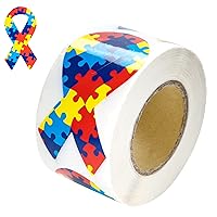 Autism Ribbon Shaped Stickers for Autism/Asperger's Awareness - Perfect for Events, Support Groups, Fundraisers and More! (1 Roll -250 Stickers)