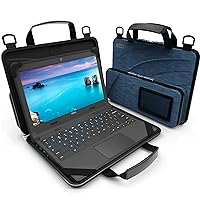11-11.6 Inch Chromebook Case Protective Laptop Hard Cover Sleeve, Always-on Work In Case Pouch Handle Shoulder Strap (Deep Blue ID Slot)