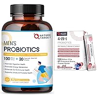 NATURE TARGET Probiotics for Men Digestive Health with Prebiotics, Probiotics-for-Women, 100 Billion CFUs