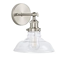Linea di Liara Lucera Farmhouse Brushed Nickel Wall Sconce Wall Lighting Fixture Vanity Wall Sconce Lights Bathroom Sconces Wall Lights for Hallway, Bulb Included, UL Listed