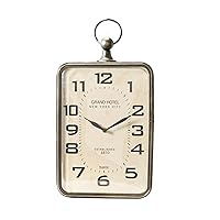 Creative Co-Op Metal Rectangle Hanging Clock with Handle Decoration on Top