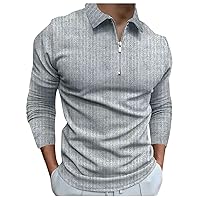 Graphic Tees for Men Fashion Stripe Zipper T Shirt Long Sleeve Lapel Pullover Top Blouse Cotton T Shirts for Men
