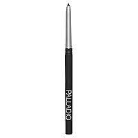 Palladio Retractable Waterproof Eyeliner, Richly Pigmented Color and Creamy, Slip Twist Up Pencil Eye Liner, Smudge Proof Long Lasting Application, All Day Wear, No Sharpener Required, Pure Black