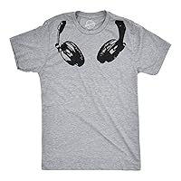 Headphones Around The Neck T Shirt Cool Music Rock and Roll DJ Tee