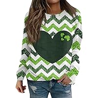 Plus Size 3/4 Sleeve Workout Top Woman Stylish St Patrick's Day Cool Loose Tees Womens Crewneck