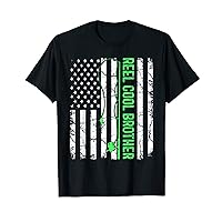 Mens Reel Cool Brother Fishing American Flag Brother Fisherman T-Shirt