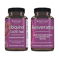 Reserveage Ubiquinol CoQ10 Stat - Ubiquinol Softgels for Daily Use 30 Softgels & Resveratrol 500 mg, Antioxidant Supplement for Heart and Cellular Health 30 Capsules