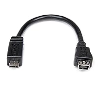StarTech.com 6in Micro USB to Mini USB Adapter Cable M/F - Micro USB male to Mini USB female - Micro USB to Mini USB Adapter (UUSBMUSBMF6),Black