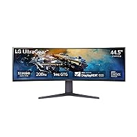 LG 45GR75DC-B 45-inch Ultragear Curved Gaming Monitor, Dual QHD 1ms, 200Hz, 32:9, VESA DisplayHDR 600 with DCI-P3 95%, AMD FreeSync Premium Pro, Enhanced Gaming GUI, DTS HP:X, 3-Way Adjustable Stand