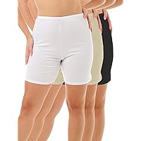Underworks Womens 100% Cotton Cuff Leg Boy-Leg Brief Bloomers Pettipants Slip Shorts 8-inch Inseam 3-Pack