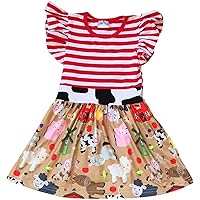 BNY Corner Little Girl Kids Stripe Animal Print Easter Party Birthday Girls Dress 2T-8