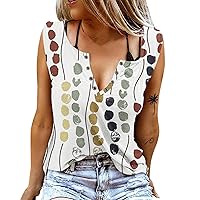 Country Music V-Neck Tank Tops for Women Summer Casual Boho Floral Print Shirt Sleeveless Loose Fit Tunic Vest