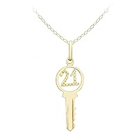 Carissima Gold 9ct Yellow Gold 21 Key Pendant on Curb Chain Necklace of 46cm