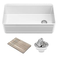 Kraus Turino Reversible Fireclay Single Bowl Kitchen Sink, 33 Inch, Gloss White
