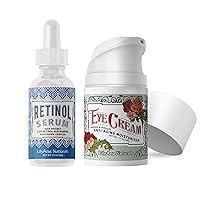 LilyAna Naturals Eye Cream 1.7 Oz and Retinol Serum 1oz Bundle - Serum for effective treatment of dark spots and acne scars and and Anti Aging Under Eye Cream for Dark Circles and Puffiness