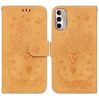 IVY Wallet Case for Moto G Stylus 4G (2022) Case - Rose Design - Flip Kickstand - Magnetic Buckle - Drop Protection - Yellow