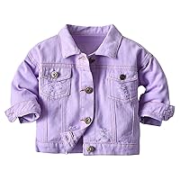 Baby Boys Girls Denim Jacket Kids Toddler Button Down Jeans Jacket Top Coat Outerwear Casual Girls Light Winter