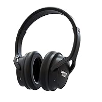 Own Zone by Sharper Image Wireless Rechargeable TV Headphones, Black, 2.4 GHz, Transmits up to 100ft, No Bluetooth Required, AUX, RCA, & Optical Cable Included