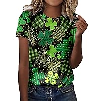St Patricks Day Shirt Women Fashion Casual Top Shirt Short Sleeve Round Neck Printed Tshirt St Patricks Day