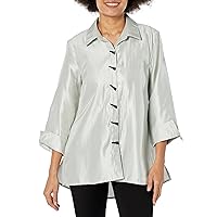 MULTIPLES Women's Turn-up Cuff Three Quarters Sleeve Button Front Hi-lo Shirt