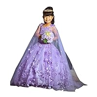 2024 Elegant 3D Floral Flower Pearls Mini Quinceanera Dresses for Toddler Little Girls with Cape Robe