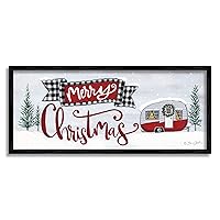 Stupell Industries Merry Christmas Winter Sentiment Festive Snowy Camper Trailer Black Framed Wall Art, 24 x 10, Red