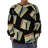Vintage Style Rowing Silhouette Men's Crewneck Sweatshirt Long Sleeve Pullover Sweater Lightweight Shirt Tops