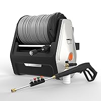Giraffe Tools Grandfalls Pressure Washer Plus+, Electric Wall Mounted Pressure Washer, Power Washer with 100FT Replaceable Retractable Reel, Wall Hanging Pressure Washer, Silver Case