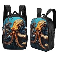 Underwater Dream Octopus Ocean Animal 17 Inches Double Side Laptop Backpack Lightweight Shoulder Bag Travel Daypack
