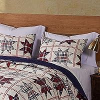 Fashions Liberty Pillow Sham, King 20x36-inch, Red, Cream & Blue