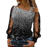 SNKSDGM Women Round Neck Long Sleeve Shirt Casual Cute Ethnic Print Off The Shoulder Tunic Tops Comfy Tee Blouses