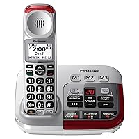 Amplified Cordless Phone with Slow Talk, 50dB Volume Boost, 112dB Lound Visual Ringer, Hearing Aid Compatibility, Large Screen and Backlit Keypad - KX-TGM450S - 1 Handset (Silver)