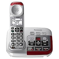 Panasonic Amplified Cordless Phone with Slow Talk, 50dB Volume Boost, 112dB Lound Visual Ringer, Hearing Aid Compatibility, Large Screen and Backlit Keypad - KX-TGM450S - 1 Handset (Silver)