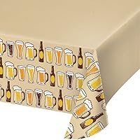 Creative Converting 324453 Cheers & Beers Plastic Border Print Tablecover, 54